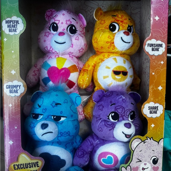Care Bears Exclusive Plush Set - Pink, Yellow, Blue, Purple - Picture 3 of 4